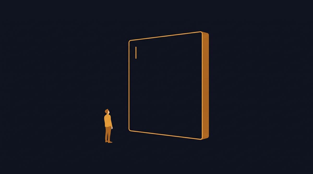 A tiny person faces a huge empty text box. Asking for a testimonial feels like assigning homework.